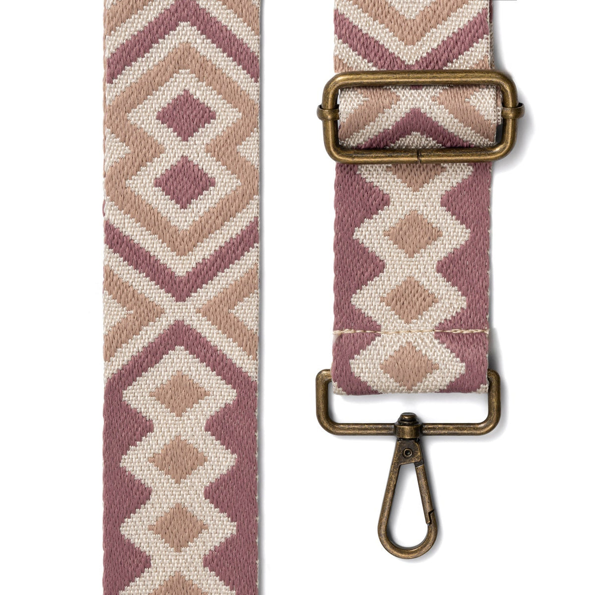Tracolla a rombi beige e rosa per borsa, intercambiabile - Belorias