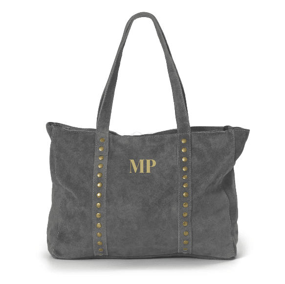 Bolso Personalizado Ante Manzoni Gris con Bordado Incluido - Belorias