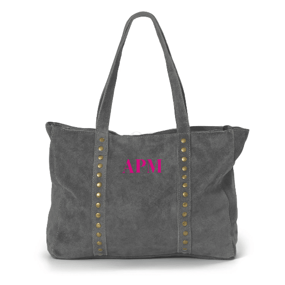 Bolso Personalizado Ante Manzoni Gris con Bordado Incluido - Belorias